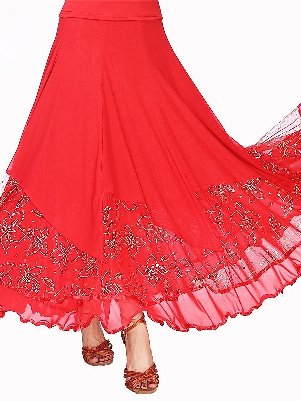 Jupes de Danse de Salon de Danse Latine pour Femmes, Entraînement, Performance, Térylène