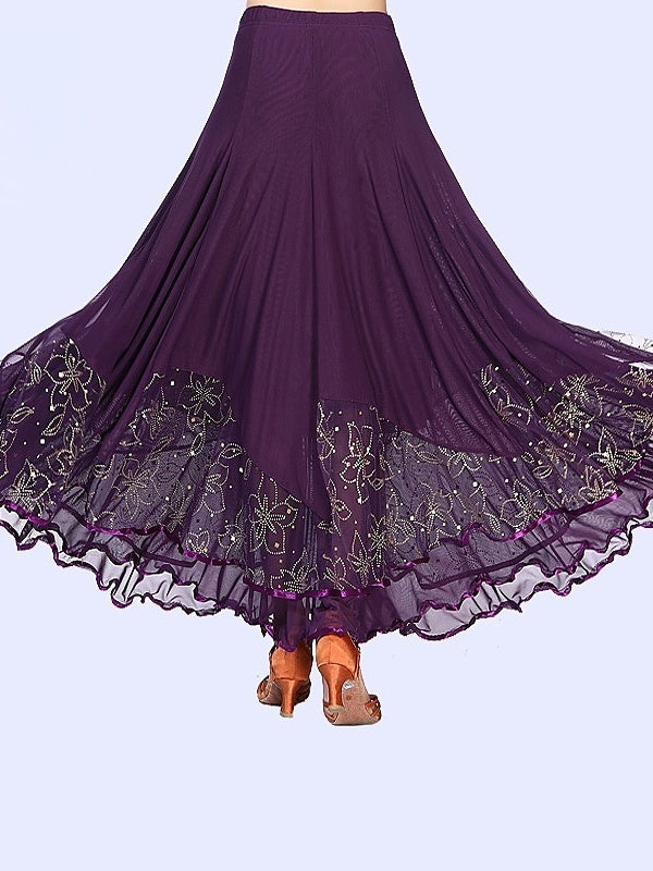 Jupes de Danse de Salon de Danse Latine pour Femmes, Entraînement, Performance, Térylène