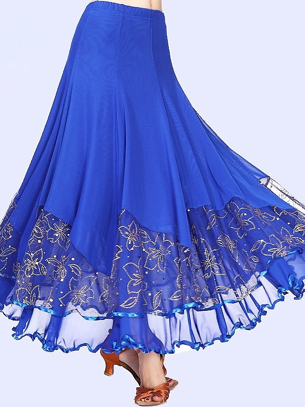 Jupes de Danse de Salon de Danse Latine pour Femmes, Entraînement, Performance, Térylène