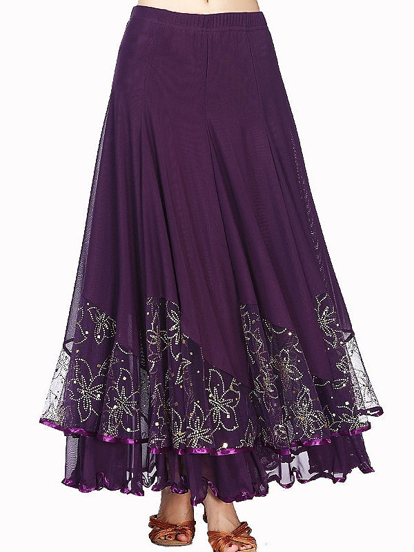 Jupes de Danse de Salon de Danse Latine pour Femmes, Entraînement, Performance, Térylène