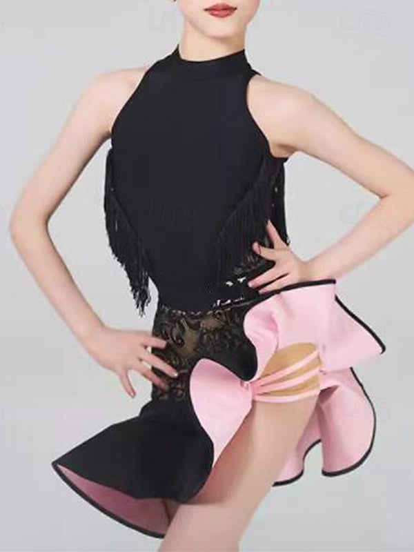 Vêtements de Danse pour Enfants Jupes en Dentelle en Fibre de Lait Performance pour Filles à Pompons