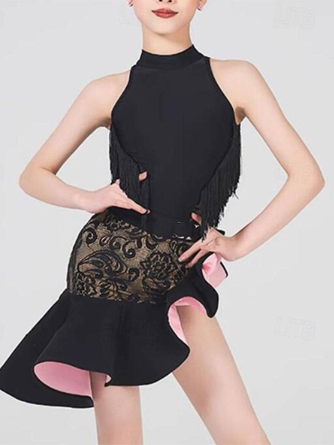 Vêtements de Danse pour Enfants Jupes en Dentelle en Fibre de Lait Performance pour Filles à Pompons