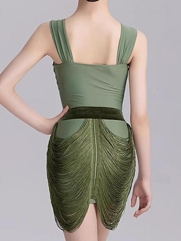 Vêtements de Danse pour Enfants Jupes en Élasthanne Sans Manches à Pompons pour Filles