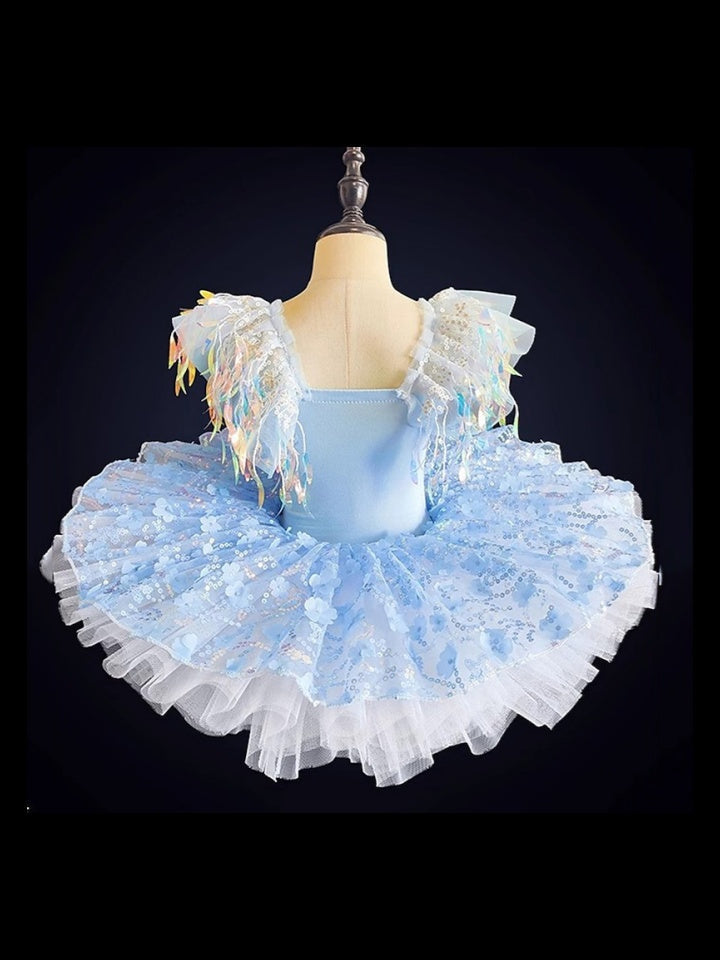 Vêtements de Danse pour Enfants Vêtements de Danse de Ballet Robe de Spectacle pour Filles avec Paillettes et Perles
