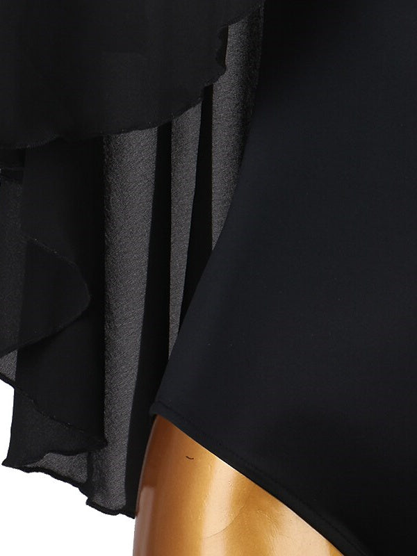 Justaucorps/Combinaison de Danse de Salon pour Femmes, Combinaison D'Entraînement à Manches Longues et Col Haut en Chinlon et Élasthanne