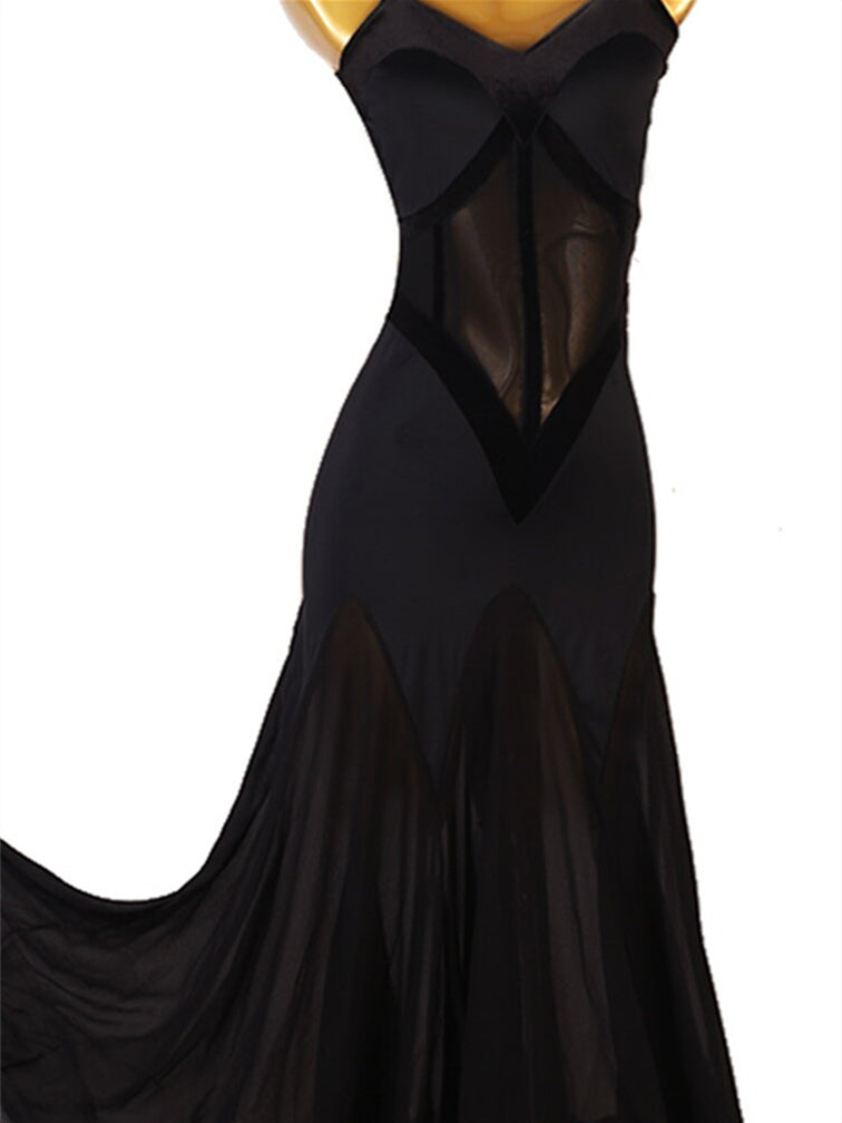 Robe de Danse de Salon pour Femmes, Tenue de Danse de Salon, Couleur Pure, Épissure, Performance, Fête, Sans Manches