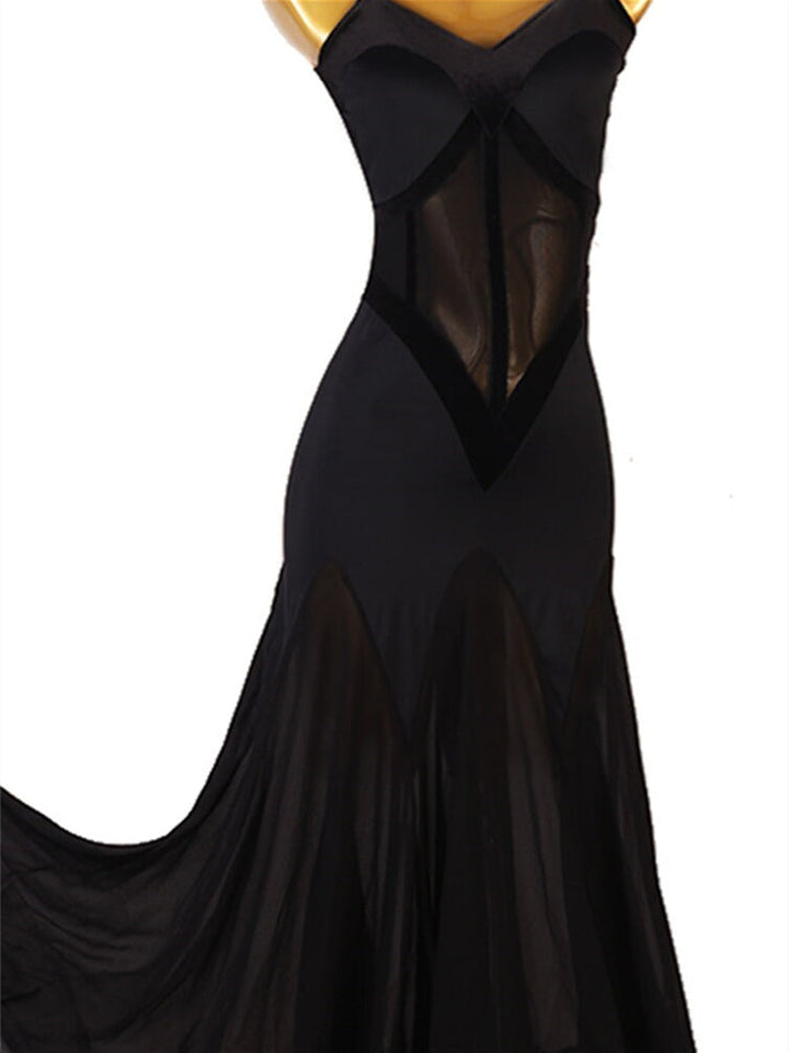 Robe de Danse de Salon pour Femmes, Tenue de Danse de Salon, Couleur Pure, Épissure, Performance, Fête, Sans Manches