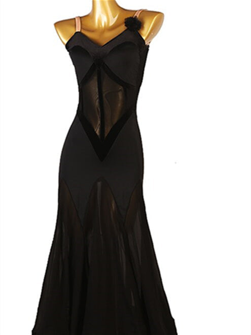 Robe de Danse de Salon pour Femmes, Tenue de Danse de Salon, Couleur Pure, Épissure, Performance, Fête, Sans Manches