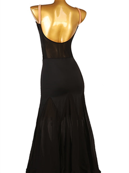 Robe de Danse de Salon pour Femmes, Tenue de Danse de Salon, Couleur Pure, Épissure, Performance, Fête, Sans Manches