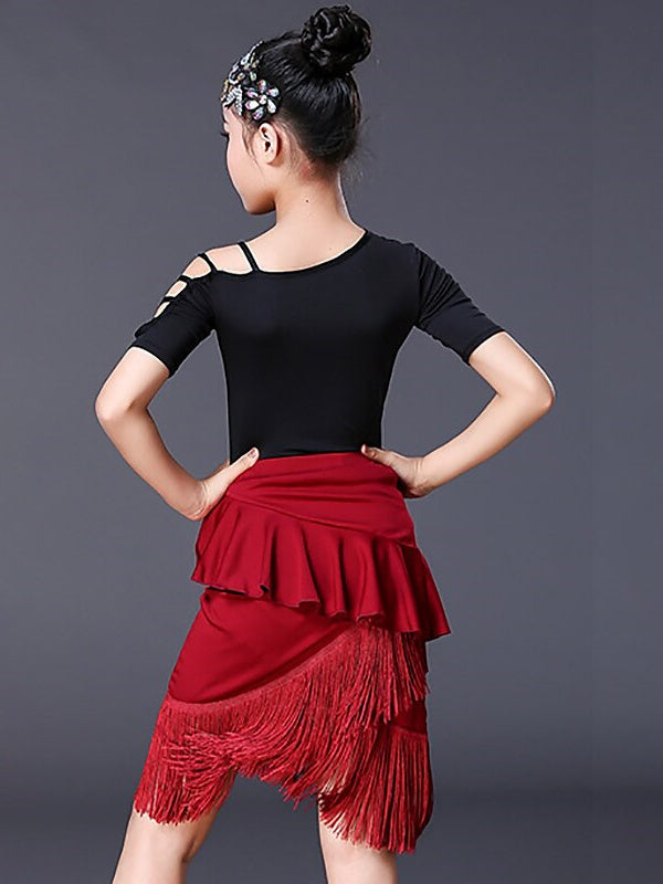 Jupes de Danse pour Enfants à Manches Courtes, Couleur Unie, pour Filles, Performance et Élasthanne