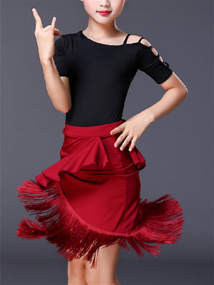 Jupes de Danse pour Enfants à Manches Courtes, Couleur Unie, pour Filles, Performance et Élasthanne