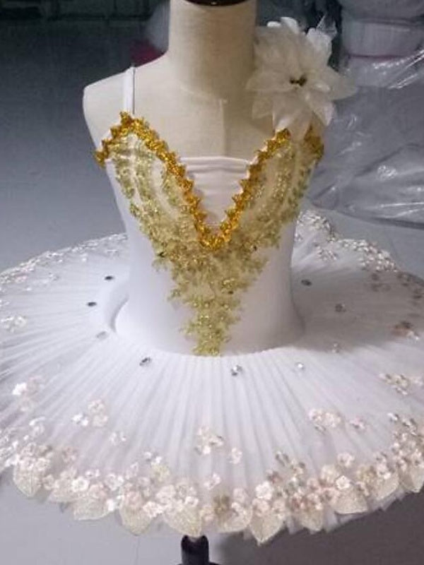 Vêtements de Danse de Ballet pour Enfants, Broderie Imprimée, Haute Performance pour Filles, Sans Manches, Dentelle Élasthanne, Tulle