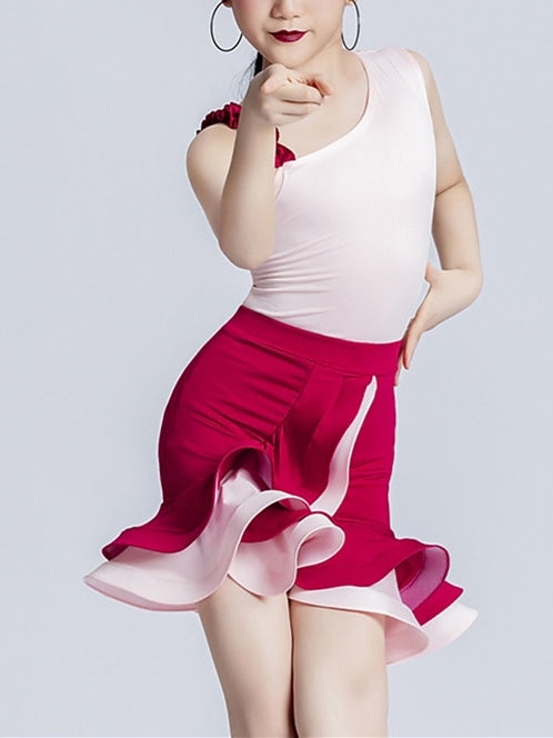 Jupes de Danse pour Enfants Sans Manches, Drapées Sur les Côtés, en Polyester, pour Filles