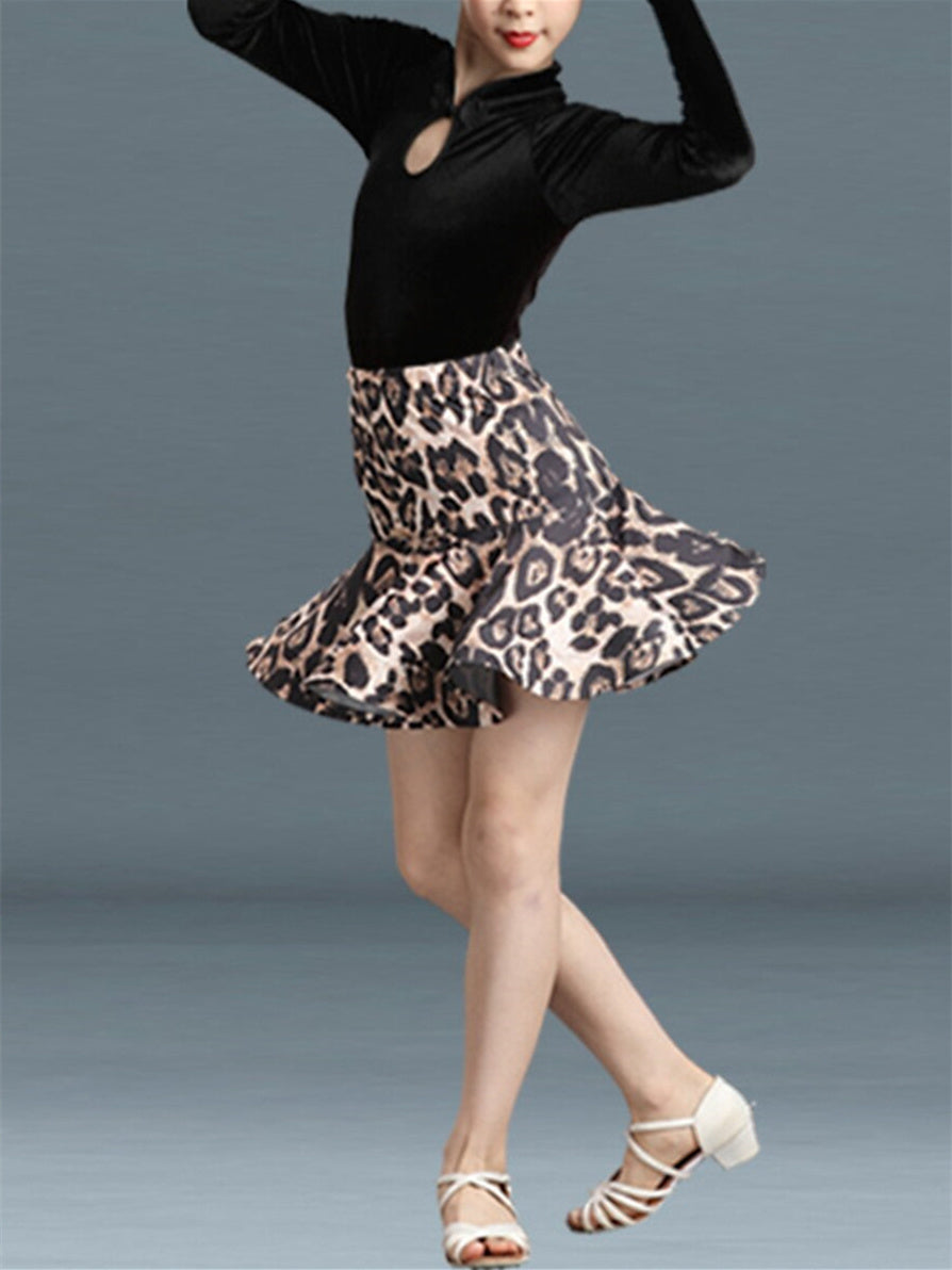 Jupes de Danse pour Enfants en Polyester Velours Plissé Motif/Imprimé Manches Longues pour Filles