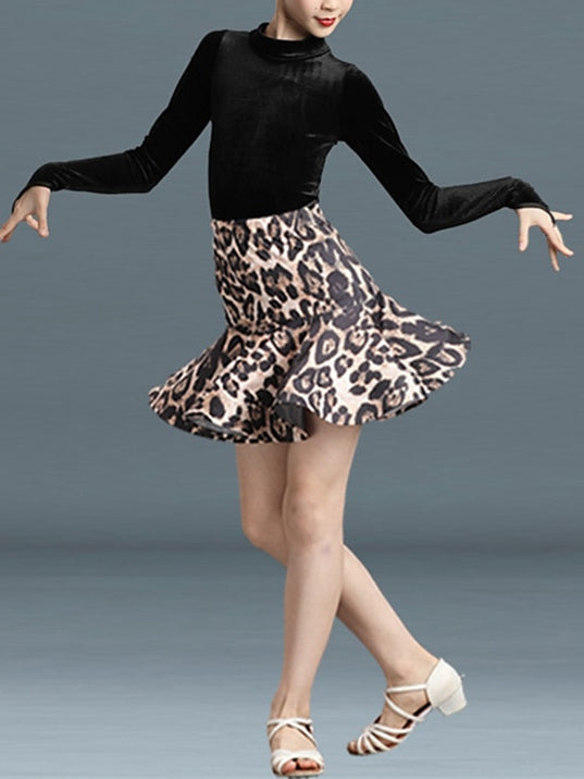 Jupes de Danse pour Enfants en Polyester Velours Plissé Motif/Imprimé Manches Longues pour Filles