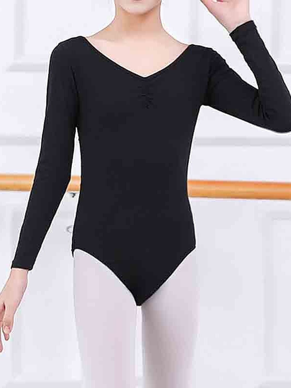 Vêtements de Danse pour Enfants Ballet Dentelle Épissure Manches Longues Performance pour Filles Tulle Coton