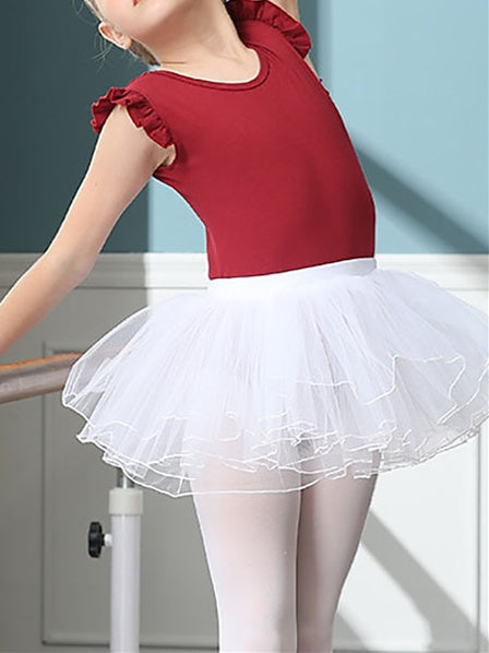 Vêtements de Danse pour Enfants Jupes de Ballet Bonnet D'Épissure Manches Courtes Mélange de Coton Tulle Performance pour Filles