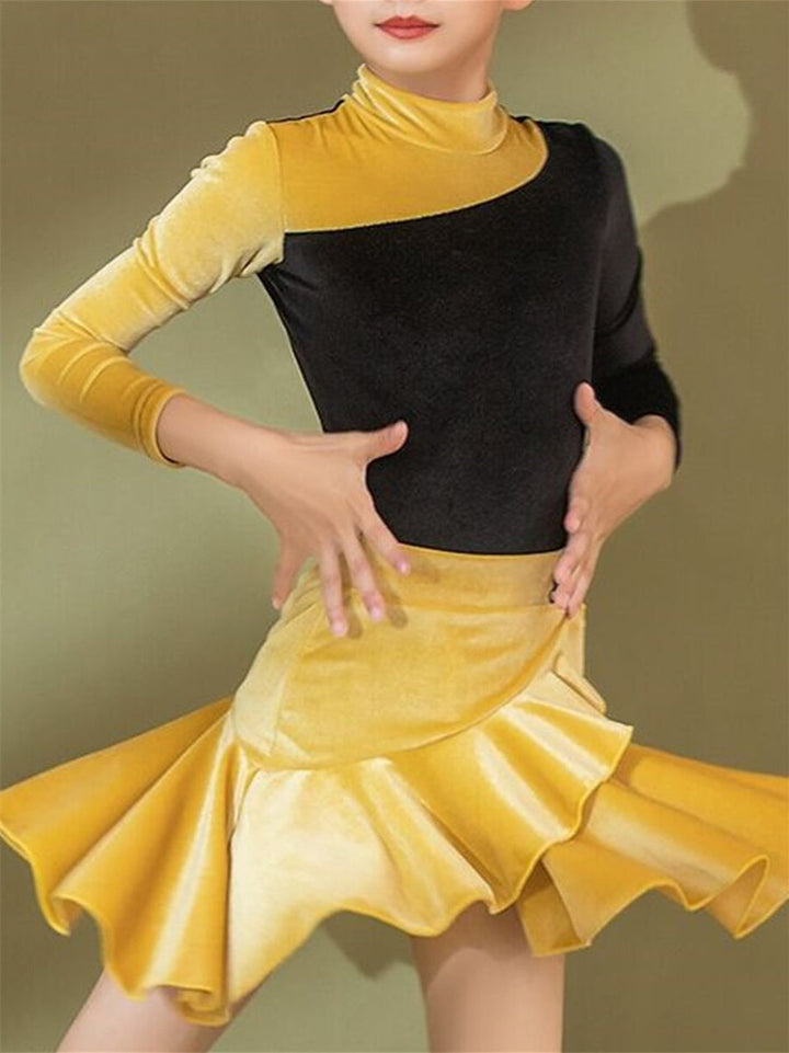 Jupes de Danse pour Enfants Motif/Imprimé Manches Longues Performance pour Filles Polyester Velours