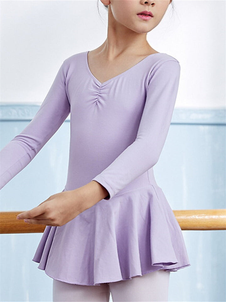 Robe de Ballet pour Enfants, Vêtements de Danse, Manches Longues, Mélange de Coton, Entraînement de Performance pour Filles