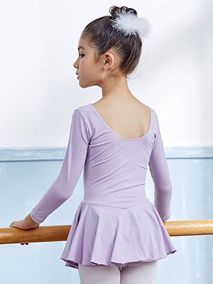 Robe de Ballet pour Enfants, Vêtements de Danse, Manches Longues, Mélange de Coton, Entraînement de Performance pour Filles