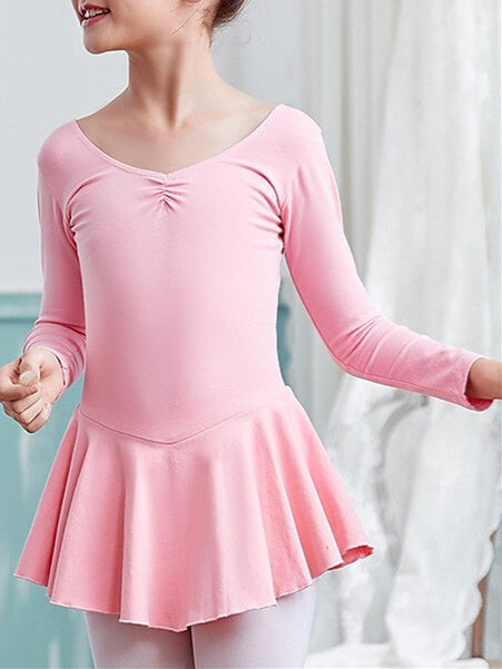 Robe de Ballet pour Enfants, Vêtements de Danse, Manches Longues, Mélange de Coton, Entraînement de Performance pour Filles