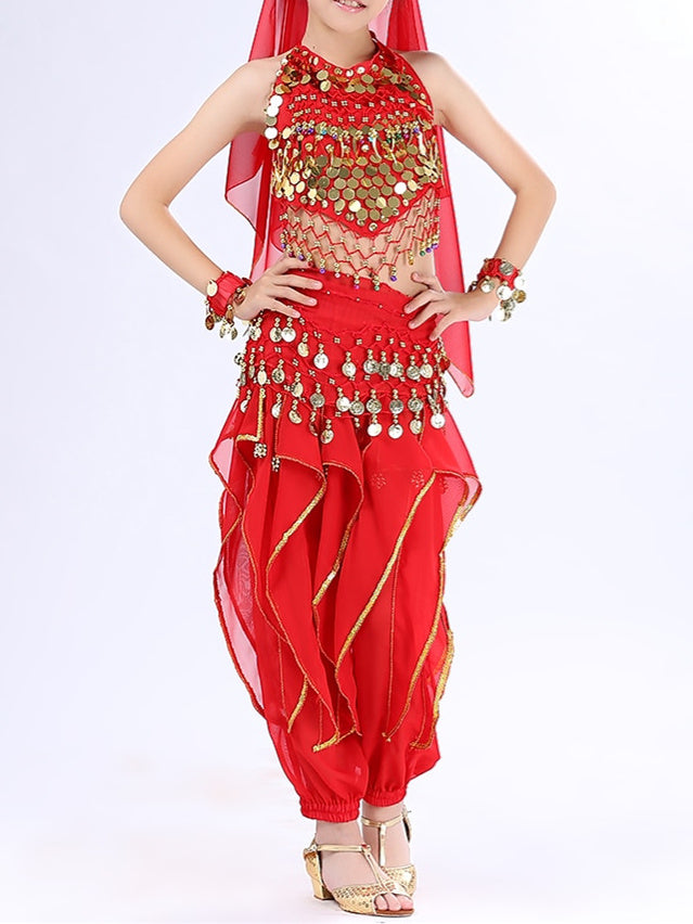 Vêtements de Danse pour Enfants, Manches Courtes, Paillettes, Performance, Polyester