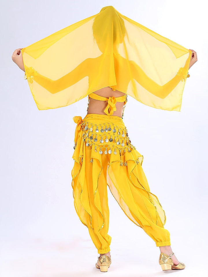 Vêtements de Danse pour Enfants, Manches Courtes, Paillettes, Performance, Polyester