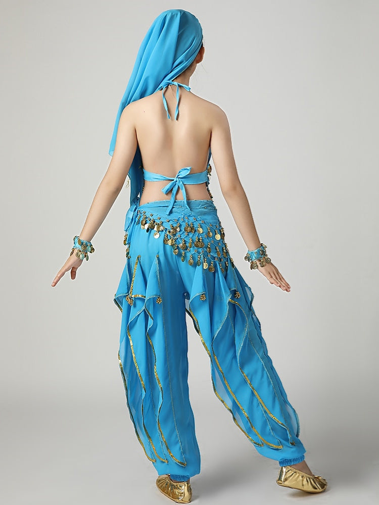 Vêtements de Danse pour Enfants, Manches Courtes, Paillettes, Performance, Polyester