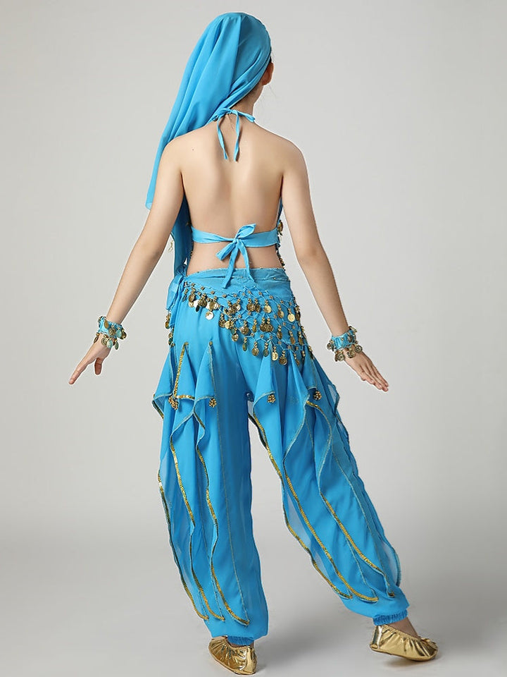 Vêtements de Danse pour Enfants, Manches Courtes, Paillettes, Performance, Polyester