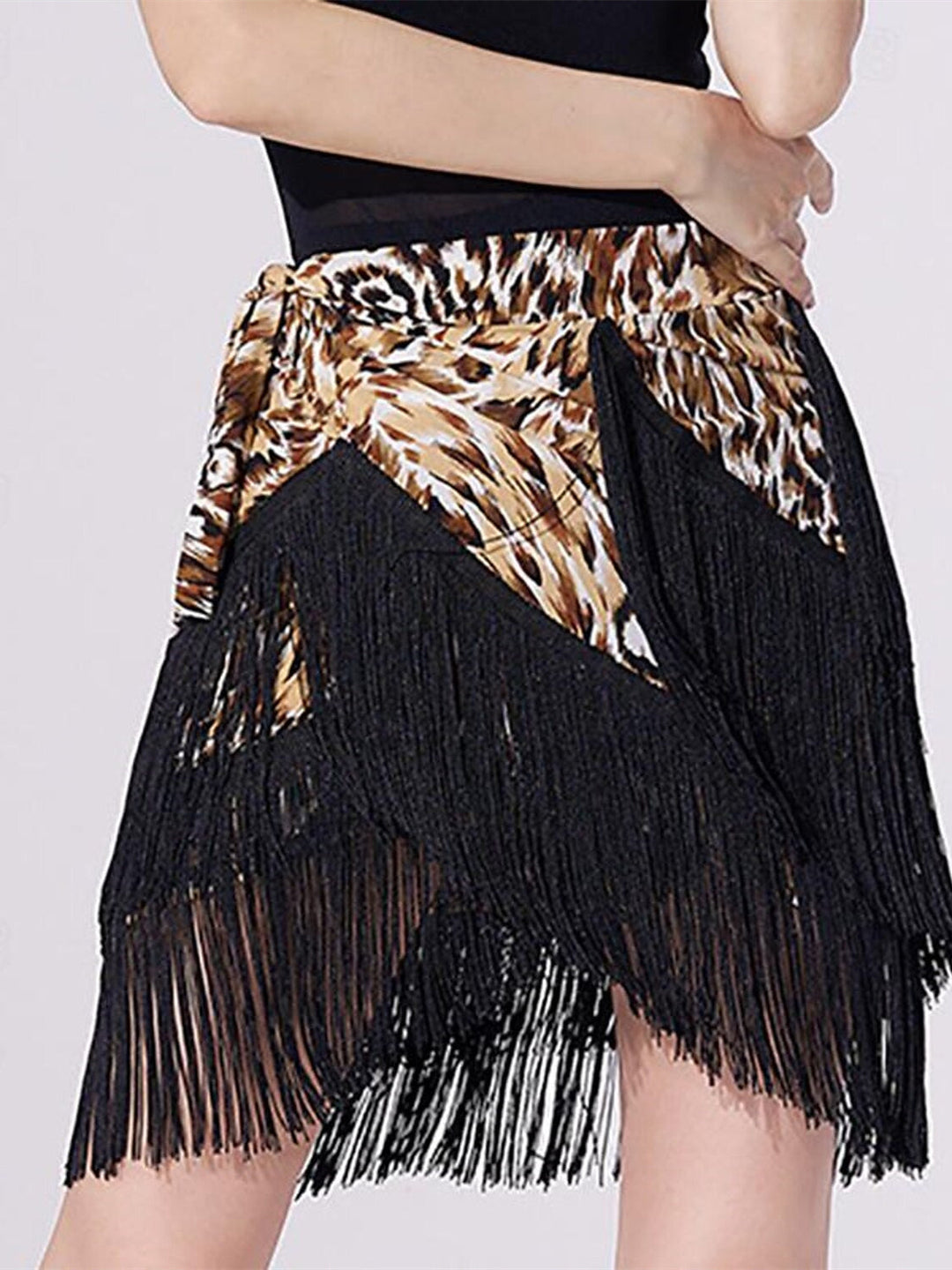 Jupes de Danse de Salon de Danse Latine pour Femmes, Impression de Pompons, Couleur Pure, Performance Féminine, Haute Qualité, Polyester