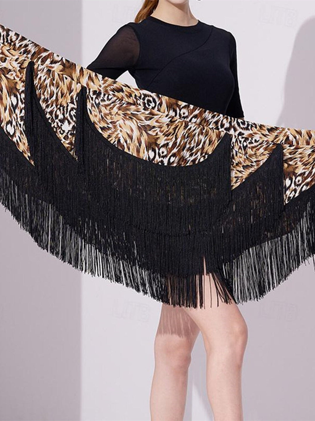 Jupes de Danse de Salon de Danse Latine pour Femmes, Impression de Pompons, Couleur Pure, Performance Féminine, Haute Qualité, Polyester