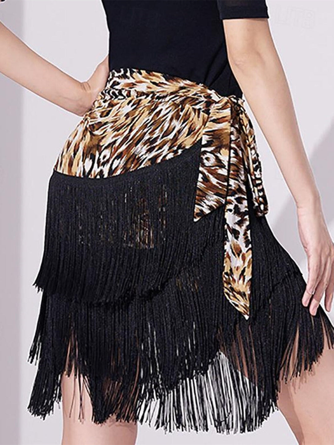 Jupes de Danse de Salon de Danse Latine pour Femmes, Impression de Pompons, Couleur Pure, Performance Féminine, Haute Qualité, Polyester