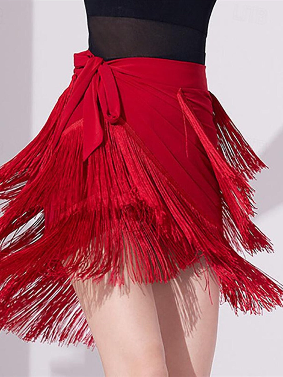 Jupes de Danse de Salon de Danse Latine pour Femmes, Impression de Pompons, Couleur Pure, Performance Féminine, Haute Qualité, Polyester