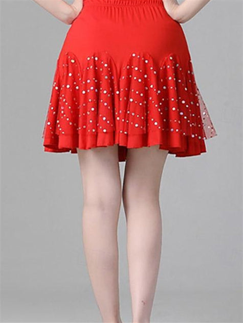 Jupes de Danse de Salon de Danse Latine pour Femmes, Impression de Couleurs Pures, Performance Féminine