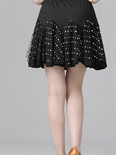 Jupes de Danse de Salon de Danse Latine pour Femmes, Impression de Couleurs Pures, Performance Féminine