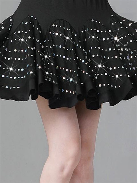 Jupes de Danse de Salon de Danse Latine pour Femmes, Impression de Couleurs Pures, Performance Féminine