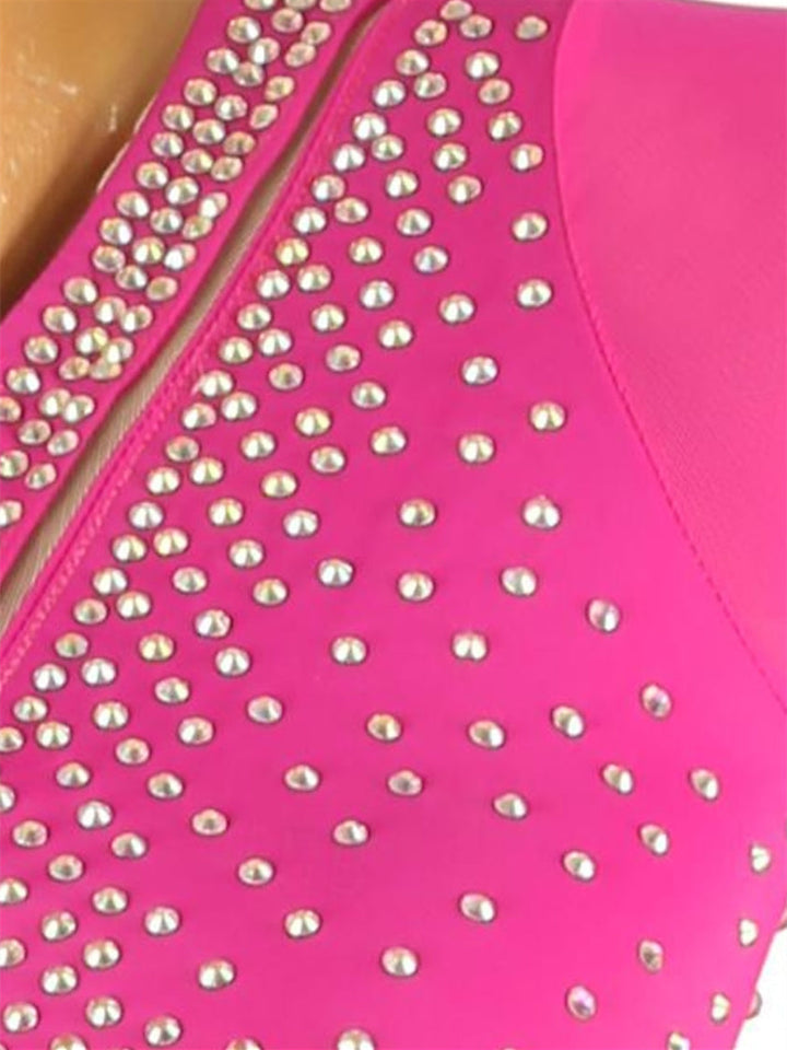 Robe de Danse de Salon pour Femmes, Tenue de Danse de Salon à Strass, Manches Longues pour Femmes