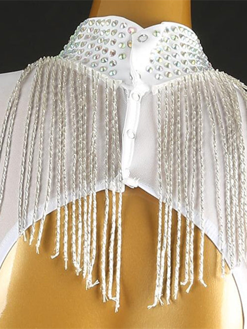Robe de Danse de Salon pour Femmes, Tenue de Danse de Salon, Épissure de Glands en Strass, Performance pour Femmes, Manches Longues
