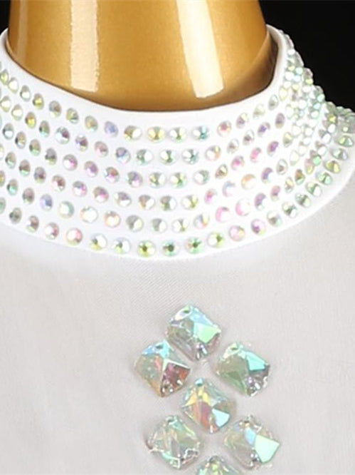 Robe de Danse de Salon pour Femmes, Tenue de Danse de Salon, Épissure de Glands en Strass, Performance pour Femmes, Manches Longues