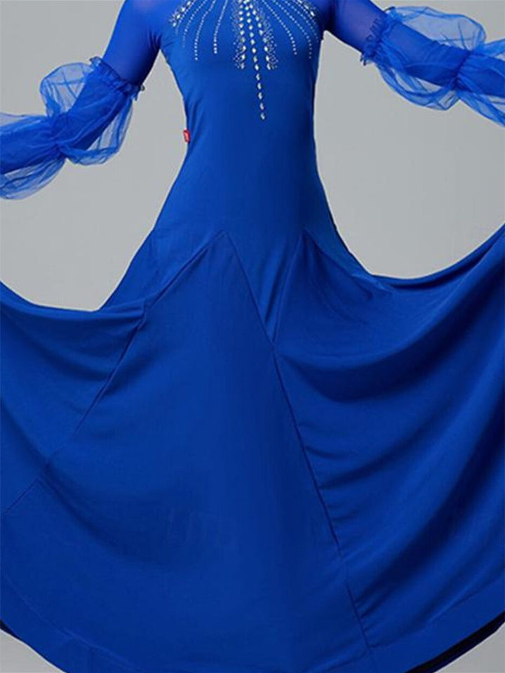 Tenue de Danse pour Femmes Danse Latine Robe de Danse de Salon Cristaux/Strass Performance pour Femmes Manches Longues