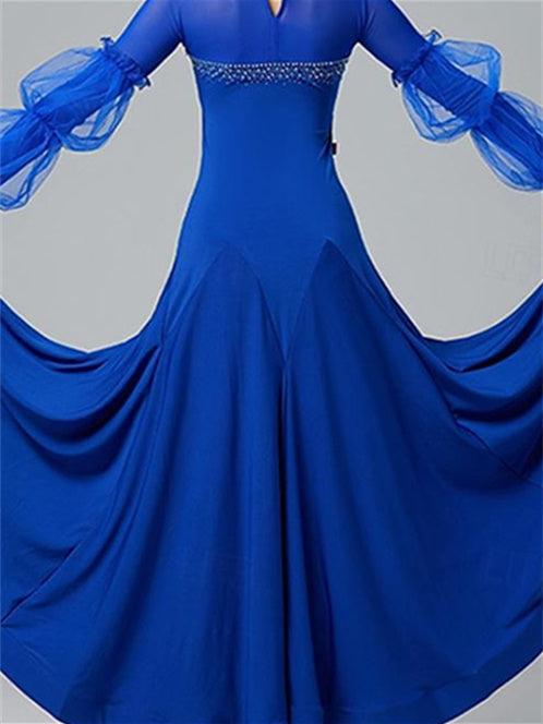 Tenue de Danse pour Femmes Danse Latine Robe de Danse de Salon Cristaux/Strass Performance pour Femmes Manches Longues