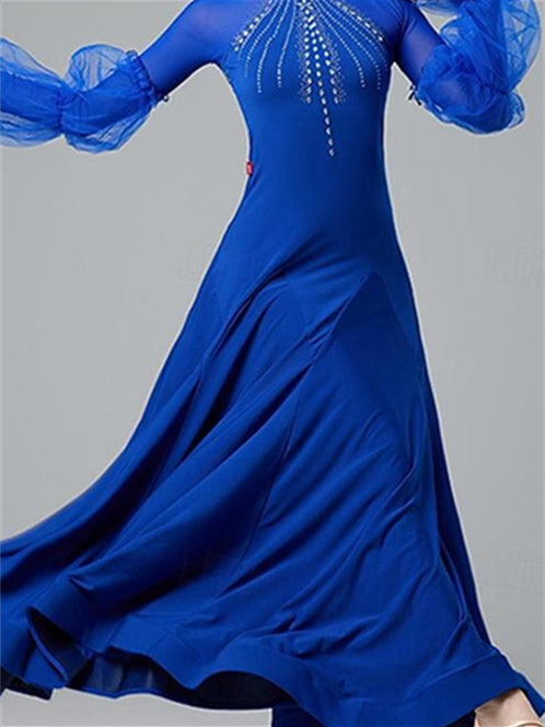 Tenue de Danse pour Femmes Danse Latine Robe de Danse de Salon Cristaux/Strass Performance pour Femmes Manches Longues