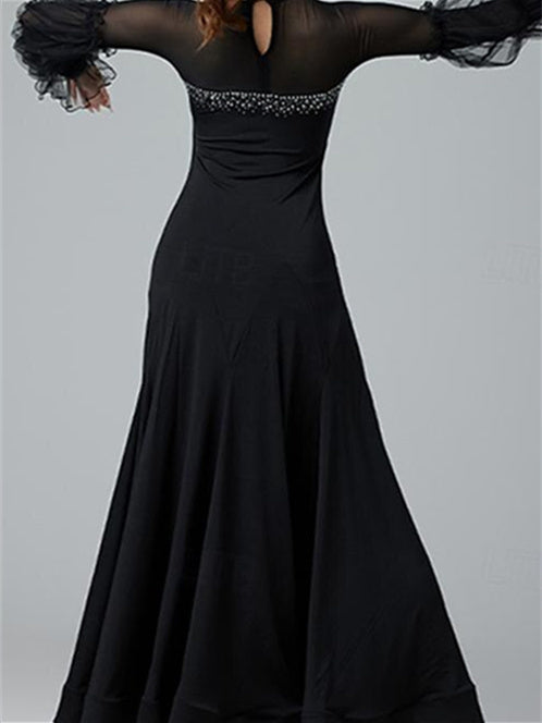Tenue de Danse pour Femmes Danse Latine Robe de Danse de Salon Cristaux/Strass Performance pour Femmes Manches Longues