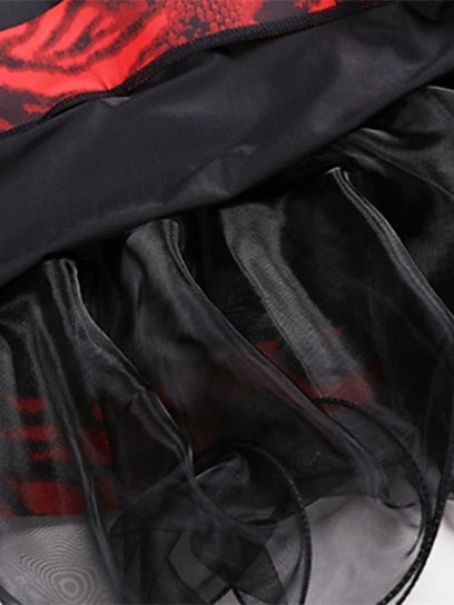 Vêtements de Danse pour Femmes Robe de Danse de Salon Imprimée Entraînement de Performance pour Femmes à Manches Courtes