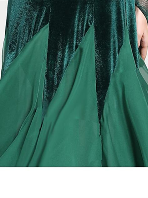 Robe de Danse de Salon pour Femmes, Robe de Danse de Salon, Appliques, Joint Fendu, Entraînement pour Femmes, Performance, Manches Longues