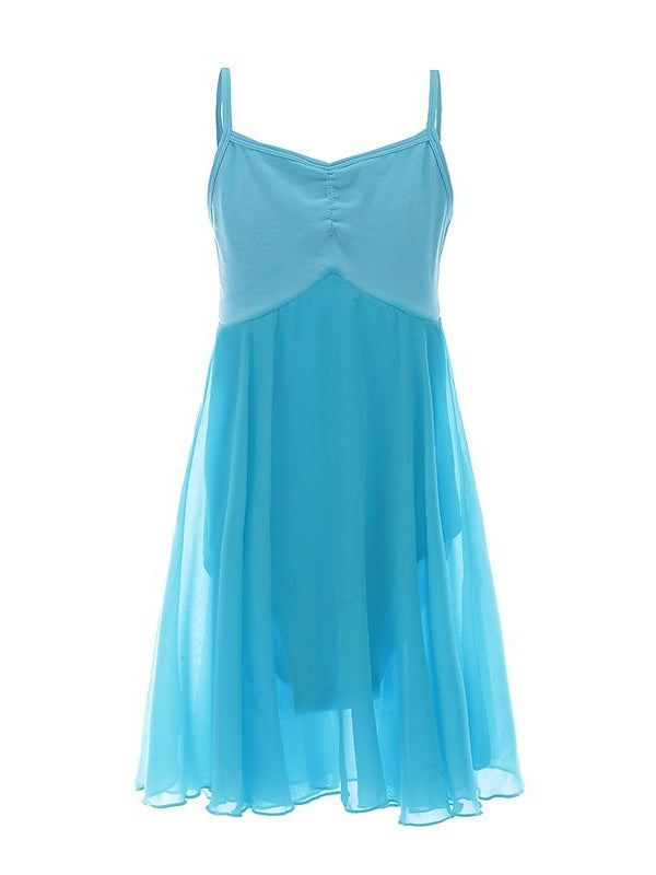 Robe de Danse pour Enfants, Fendue, Sans Manches, en Mélange de Coton, pour Spectacle de Filles