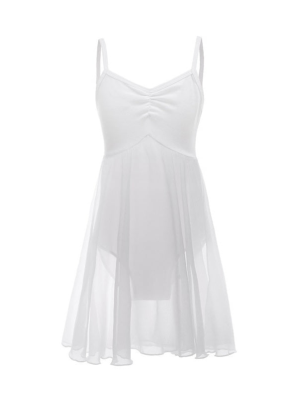 Robe de Danse pour Enfants, Fendue, Sans Manches, en Mélange de Coton, pour Spectacle de Filles