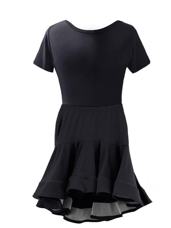 Jupes de Danse pour Enfants, Plis, Épissures, Manches Courtes, Performance et Nylon pour Filles