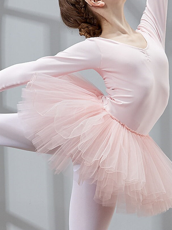 Robe de Danse pour Enfants à Manches Longues en Tulle et Coton pour Filles