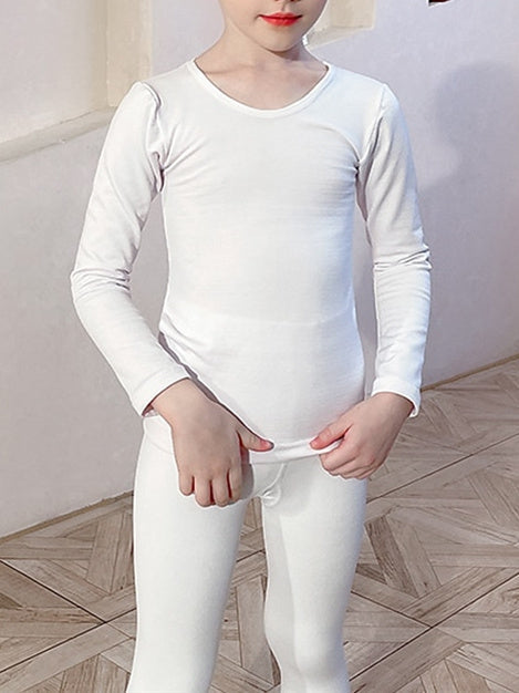 Vêtements de Danse pour Enfants, Couleur Unie, Manches Longues, pour Filles, Performance et Mélange de Coton